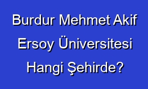 Burdur Mehmet Akif Ersoy Üniversitesi Hangi Şehirde?