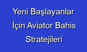 Yeni Başlayanlar İçin Aviator Bahis Stratejileri