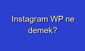 Instagram WP ne demek?