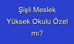 Şişli Meslek Yüksek Okulu Özel mı?