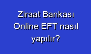 Ziraat Bankası Online EFT nasıl yapılır?